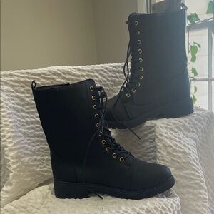 Seven7 Black Lace-Up Combat Boots